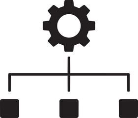 Workflow optimization with gear and organized boxes representing tasks or steps
