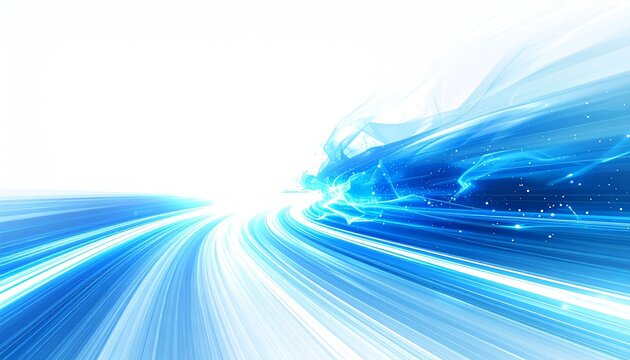Dynamic abstract graphic of intelligent blue motion curves and light streaks representing advanced cyber space and speed
