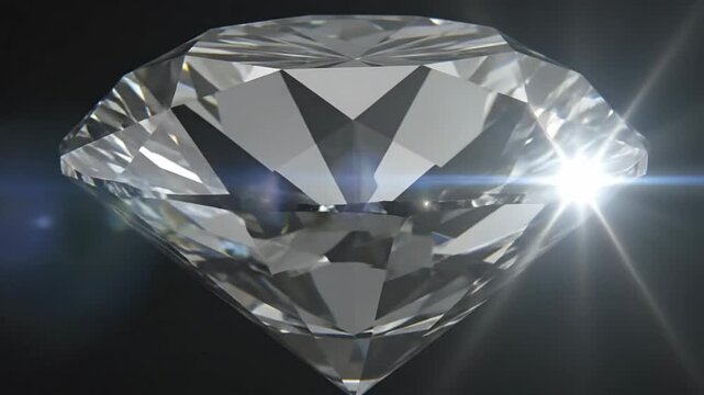 Close-up of a sparkling diamond with intricate facets, reflecting light against a dark background.