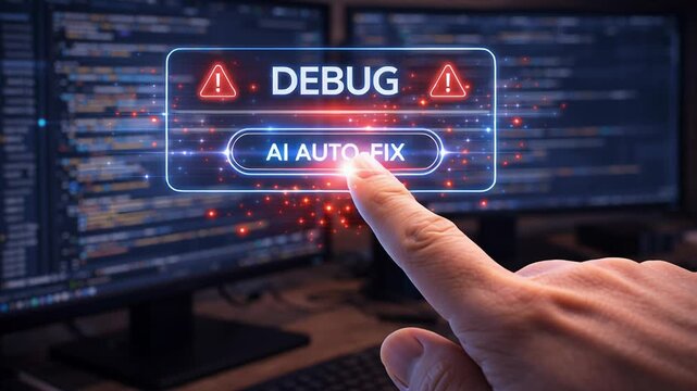 AI programming technology and next gen machine learning power software developers coding, programming, cybersecurity, debugging and auto fix for software development