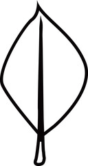 葉のアウトライン白黒線画イラスト 透明背景