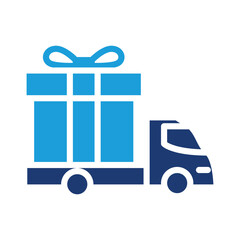 truck with gift box symbol of gift delivery colored icon vector design good for web or mobile app
