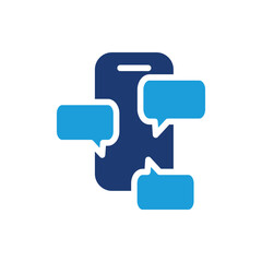 Smartphone with speech bubble colored icon vector design good for web or mobile app