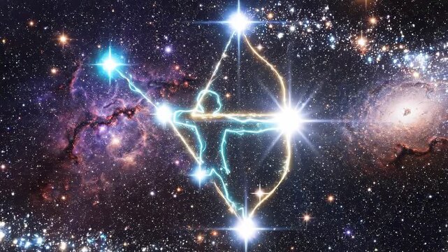 Sagittarius constellation zodiac sign in deep space