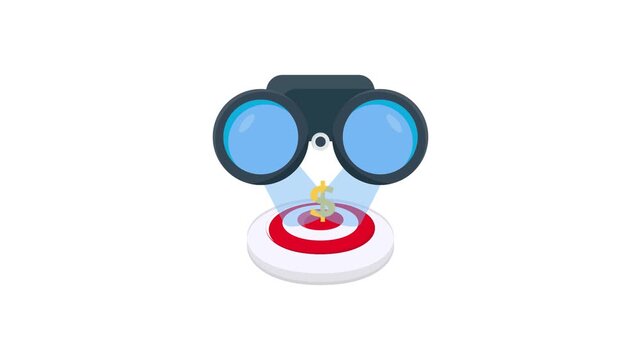 Binoculars focused on a target featuring a dollar sign, symbolizing financial goals or investment opportunities.