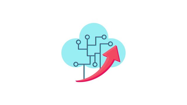 A cloud icon with an upward arrow and a downward blue arrow, symbolizing fluctuating weather or data trends.