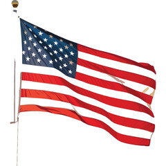 Fototapeta premium American flag waving on flagpole outdoors under bright sunlight illustration for national pride and patriotism