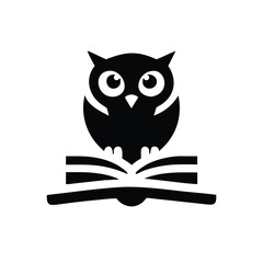 Obraz premium Owl perched on open book in simple illustration