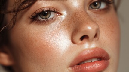 Fototapeta premium Radiant skinned girl in close up