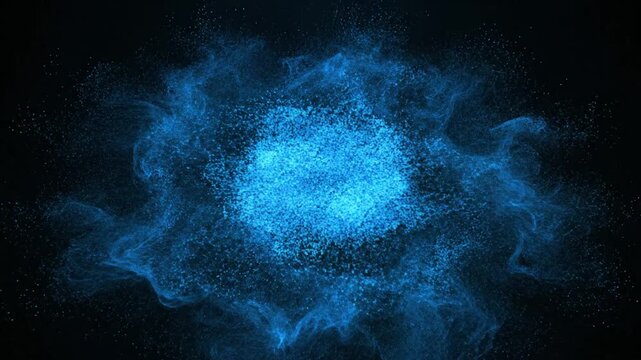 Energetic Blue Particle Explosion Abstract Background Motion Graphics