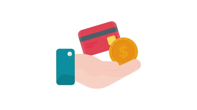 A hand holding a credit card alongside a dollar coin, symbolizing payment methods and financial transactions.