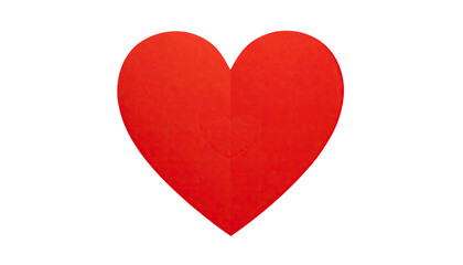 Fototapeta premium A vibrant red heart shape against a stark black background with a smaller heart detail