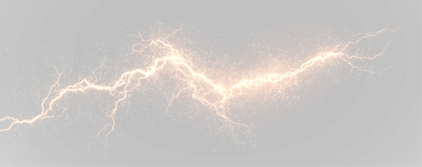 Neon-yellow electric streaks twist and branch, creating radiant arcs of energy. Glowing sparks enhance motion and dramatic effect. Ideal for high-voltage digital graphics. PNG © Romstock