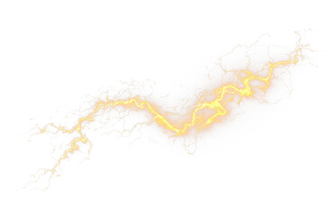 Obraz premium A vibrant yellow lightning streak arcs across the dark sky, leaving glowing neon trails. Sparks fly wildly along its path, emphasizing energy. Perfect for stormy or futuristic visuals. PNG