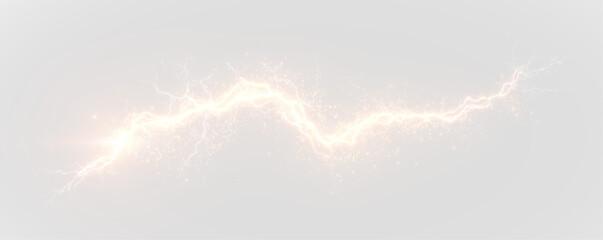 A bright yellow lightning streak flows smoothly, leaving sparks and glowing neon trails. Motion and intensity are enhanced by radiant electric glow. Perfect for sci-fi visuals. PNG © Romstock