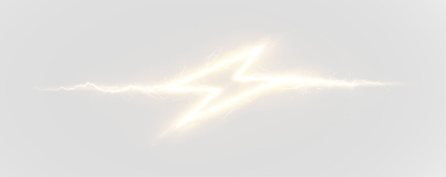 Bright yellow lightning arcs flash violently, leaving neon electric streaks. Sparks flicker dynamically along the glowing path. Perfect for high-energy digital visuals. PNG