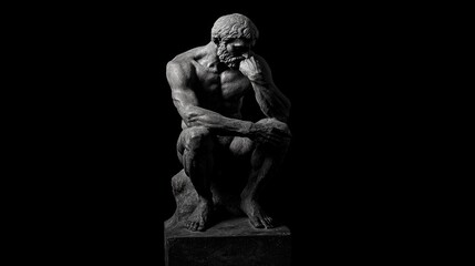 Fototapeta premium The Thinker sculpture, embodying the concept of philosophy. The representation inspires contemplation and intellectual exploration.