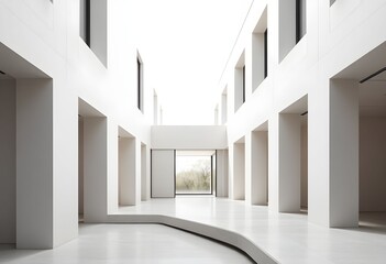 Fototapeta premium Modern Architecture Interior with Curved Pathway and Natural Light