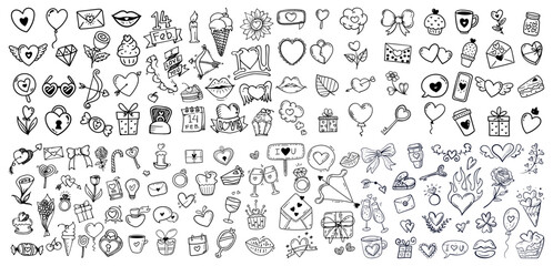 Fototapeta premium Doodle valentines day element collection.