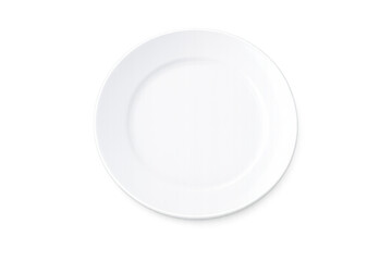 White ceramic plate, empty and round, creating a blank canvas for culinary concepts and food design, with a transparent background