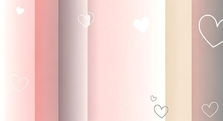 Soft Pink Gradient Background with White Hearts, Romantic Valentine's Day Design