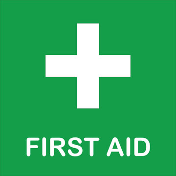 green flat first aid sign white cross medical emergency symbol icon vector isolated