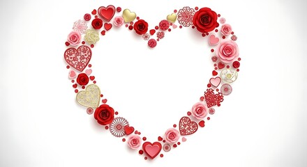 Pink rose heart shaped bead bracelet with love charms on white background romantic gift