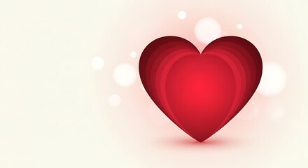 Red Heart Symbol on Soft Pink Background with Shining Lights