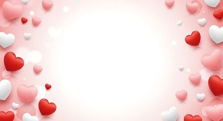 Pink heart confetti on white background for love celebration and Valentine's Day