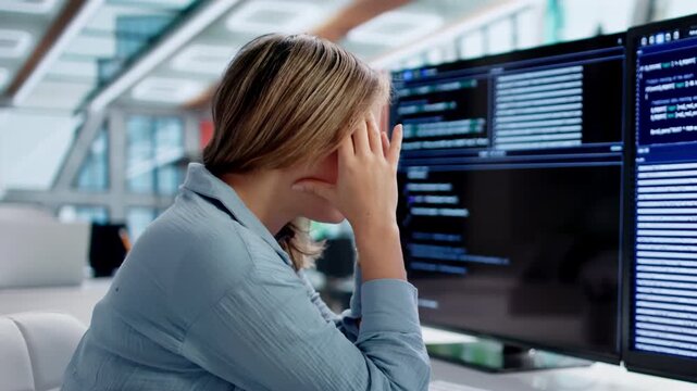 Bored Female Web Developer Sitting