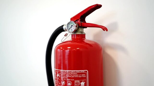 Red Fire Extinguisher on White Background.