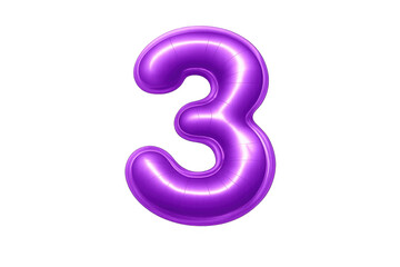 Metallic purple number three balloon for celebration