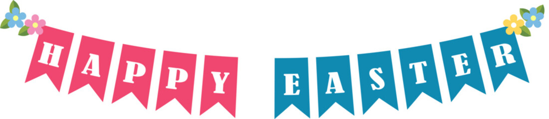 Happy Easter Day Bunting Vector Art Spring Holiday Decoration