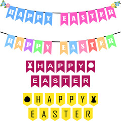 Happy Easter Day Bunting Vector Art Spring Holiday Decoration