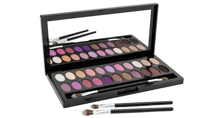 Makeup palette with eyeshadows and brushes