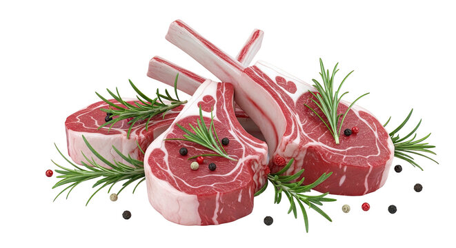 Raw Lamb Chops with Rosemary and Peppercorns