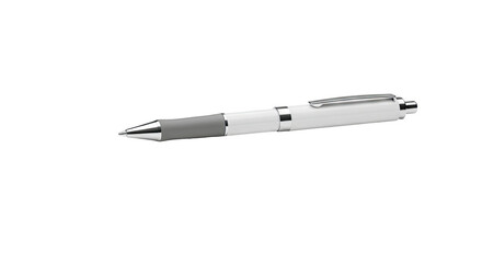 White and Grey Ballpoint Pen with Silver Clip