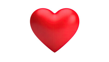 A glossy, red heart shape, rendered in 3D, isolated against a solid black background