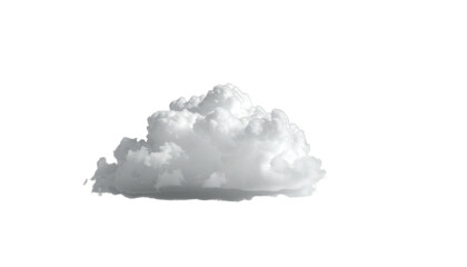 Isolated fluffy, white cumulus cloud floating against a stark, black background