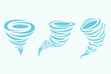 Tornado and whirlwind icon set vector illustration representing storm and extreme weather concepts.