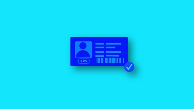 Colorful ID Card Icon Animation. ID card icon animation on color screen. id card icon vector. National id, card, voter id. identity document sign animation on background.