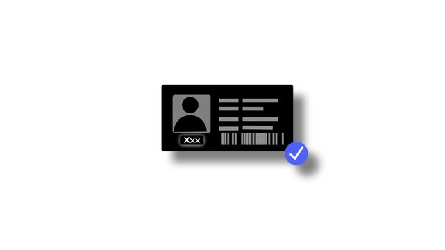 Colorful ID Card Icon Animation. ID card icon animation on white screen. id card icon vector. National id, card, voter id. identity document sign animation on background. Business card animated.