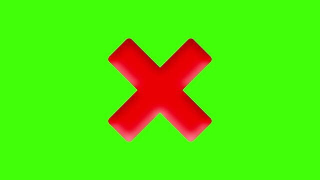 3D Red Cross Icon Animation on Green Screen Background