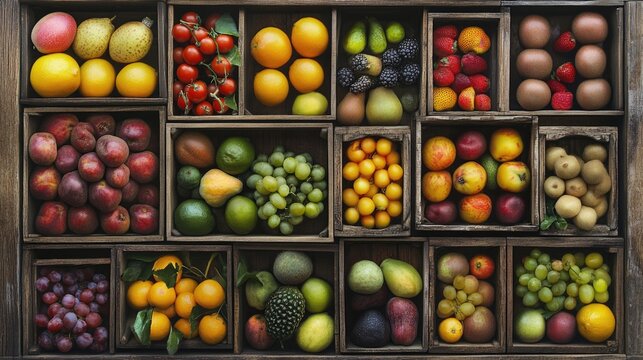 Various fresh fruits in crates showcasing the diversity and perishability of produce.