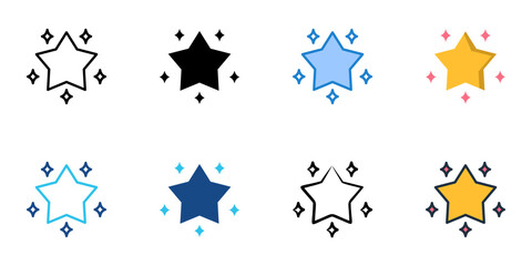 Stars icons set multiple style collection. Editable stroke 
