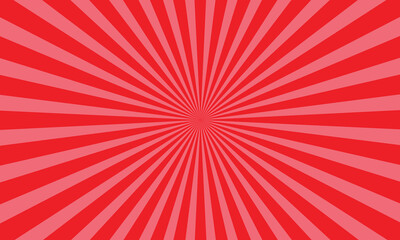 Vibrant red and pink sunburst pattern background, radial lines emanating from center, graphic design, abstract, energetic.
