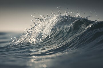 Ocean Wave Crashing with Splashes of Water in Sunlight Beautiful Light Shimmers Off the Water Surface Creating Sparkles Abstract Water Formations