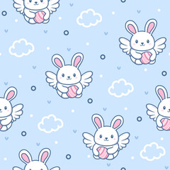 Cute Easter Bunny Pattern vector design for print on textile, wrapping, backdrop and other uses.