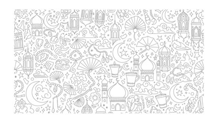 Ramadan Festival Doodle: Intricate doodles depict festive elements associated with Ramadan, evoking a sense of cultural celebration.
