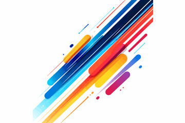 Colorful diagonal lines and circles on white background